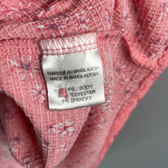 MY STYLE Floral Flutter Sleeve Top Coral Pink Smock Shoulders 1/4 Button 1X - Picture 9 of 12